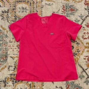 Figs Catarina Scrub Top - Shocking Pink